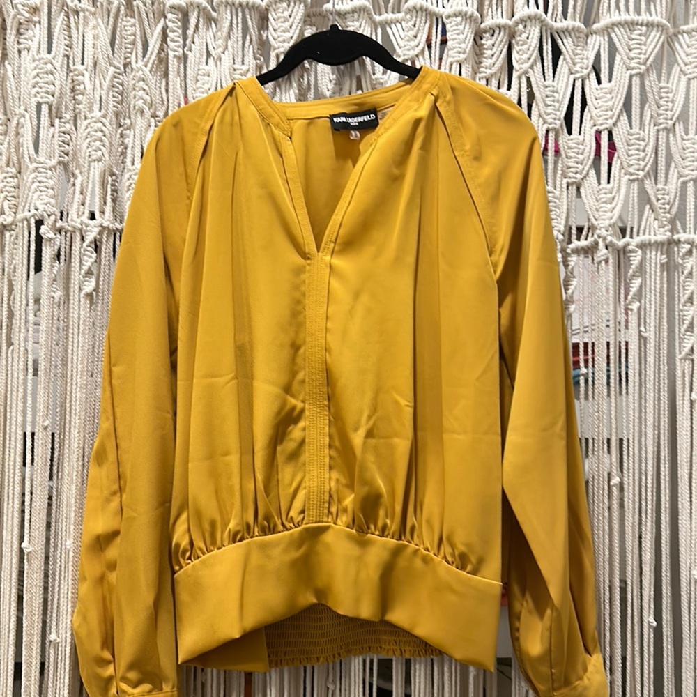 Women’s yellow Karl Lagergeld blouse size medium